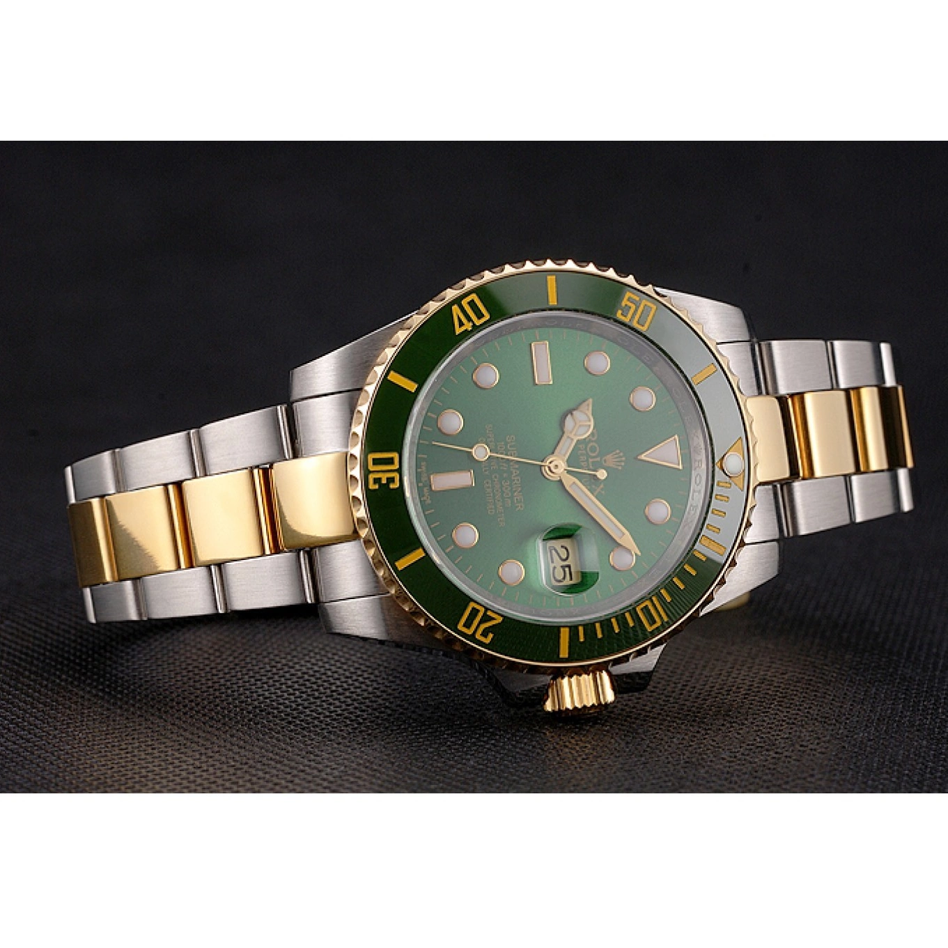 AAA Replica Watches Swiss Steel Rolex Tone Two Submariner Green Gold Bezel And Dial Bracelet 0806